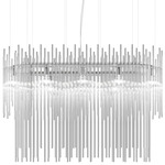 Diadema Two-Tier Linear Pendant - Glossy Chrome / Crystal