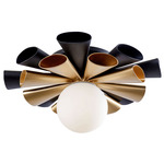 Daphne Ceiling Light Fixture - Matte Black / French Gold / Opal White