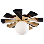 Daphne Ceiling Light Fixture - Matte Black / French Gold / Opal White