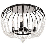 Voliere Ceiling Flush Light - Matte Black / Crystal