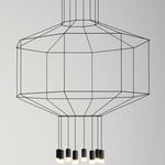 Wireflow Octagonal Pendant - Black / Pressed Glass