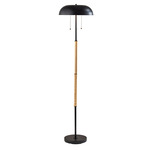 Everett Floor Lamp - Black / Natural Wood / Black