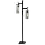 Dalton 2 Light Floor Lamp - Black / Smoke