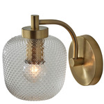Natasha Wall Sconce - Antique Brass / Clear Textured Glass