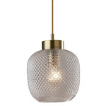 Natasha Pendant - Antique Brass / Clear Textured Glass