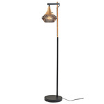 Elsie Floor Lamp - Black / Natural Wood / Smoke