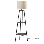 Adrian Shelf Floor Lamp - Black / Oatmeal