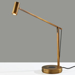 Turrell Desk Lamp with Wireless Charging - Lacquered Brass