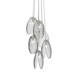 Mussels Multi Light Pendant - Brushed Gold / Clear