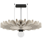 BuzziPleat Pendant with Globe Light - Black / Off White Felt / Black Lace