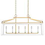 Carlow Linear Chandelier - Brushed Brass / Matte White