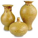 Zlato Vase Set of 3 - Yellow/ Gold Brown
