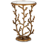 Coral Accent Table - Antique Brass / Clear