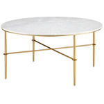 Kira Coffee Table - Antique Brass / White