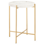 Freya Marble Accent Table - Antique Brass / White