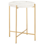 Freya Accent Table - Antique Brass / White