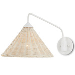 Basket Swing Arm Wall Sconce - Gesso White / Natural