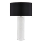 Groovy Table Lamp - White / Black Shantung