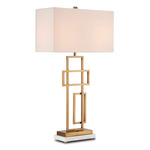 Parallelogram Table Lamp - Antique Brass / Marble / Off White