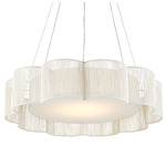 Ancroft Chandelier - Silver Leaf / Off-White Linen