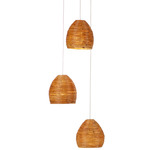 Beehive Multi Light Pendant - Silver / Rattan