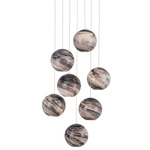 Palatino Multi Light Pendant - Silver / Blue Marbeled