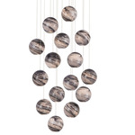 Palatino Multi Light Pendant - Silver / Blue Marbeled