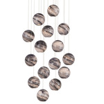 Palatino Multi Light Pendant - Silver / Blue Marbeled