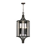 Bristol Outdoor Pendant - Black Iron / Clear Seeded