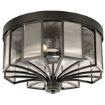 Bristol Outdoor Ceiling Light Fixture - Black Iron / Clear Seeded