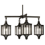 Bristol Outdoor Chandelier - Black Iron / Clear Seeded