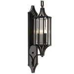 Bristol Outdoor Wall Sconce - Black Iron / Clear Seeded