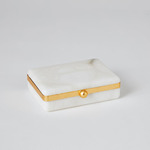 Gold Band Swivel Box - Alabaster / Gold Leaf