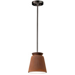 Trapezoid Stem Pendant - Brushed Nickel / Real Rust
