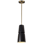 Radiance Cinched Cone Pendant - Antique Brass / Carbon