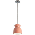 Ceramic Hourglass Stem Pendant - Polished Chrome / Gloss Blush