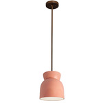 Ceramic Hourglass Stem Pendant - Dark Bronze / Gloss Blush