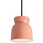 Ceramic Hourglass Stem Pendant - Matte Black / Gloss Blush