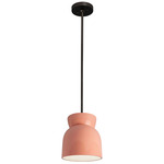 Ceramic Hourglass Stem Pendant - Matte Black / Gloss Blush