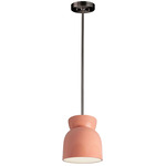 Ceramic Hourglass Stem Pendant - Brushed Nickel / Gloss Blush