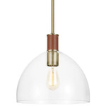 Hadley Dome Pendant - Time Worn Brass / Clear