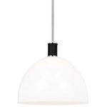 Hadley Dome Pendant - Polished Nickel / Milk White