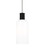 Hadley Tall Pendant - Polished Nickel / Black Leather