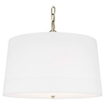 Ivie Wide Pendant - Time Worn Brass / White Linen