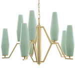 Frida Chandelier - Satin Brass / Polished Brass / Incamiciato Green