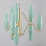 Frida Chandelier - Satin Brass / Polished Brass / Incamiciato Green