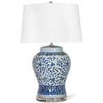 Southern Living Royal Table Lamp - Blue / White Floral / White