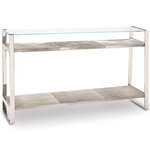 Andres Console Table - Polished Nickel / Grey Hide