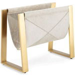 Andres Magazine Rack - Brass / Grey Hide