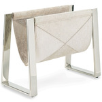 Andres Magazine Rack - Polished Nickel / Grey Hide